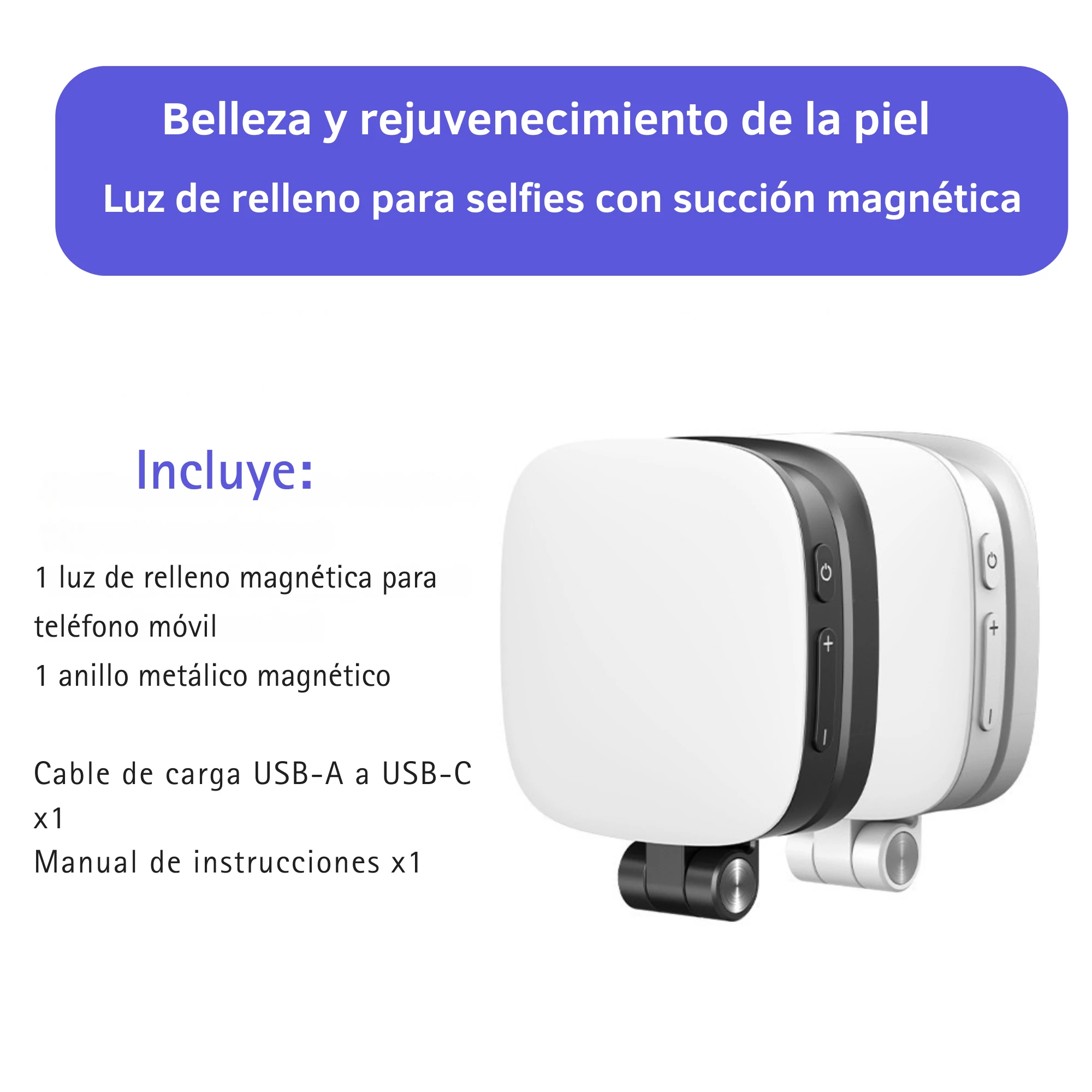 espejo con luz para celular. Infográma